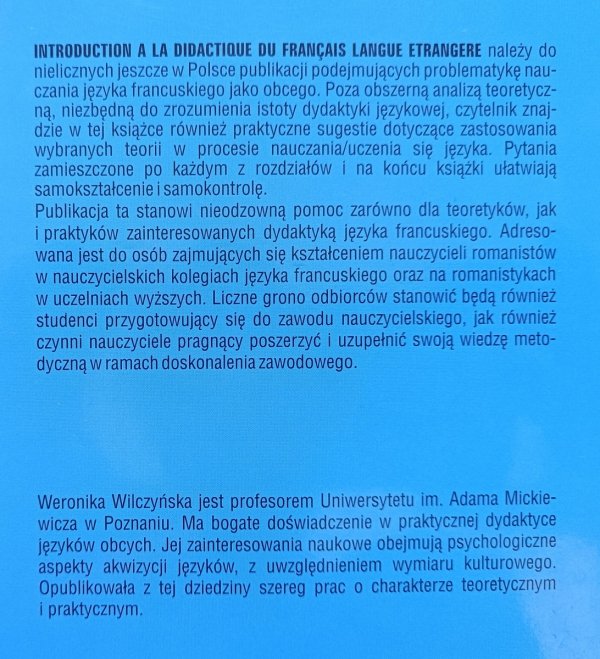Introduction a la didactique du francais langue etrangere / Wstęp do dydaktyki języka francuskiego jako obcego
