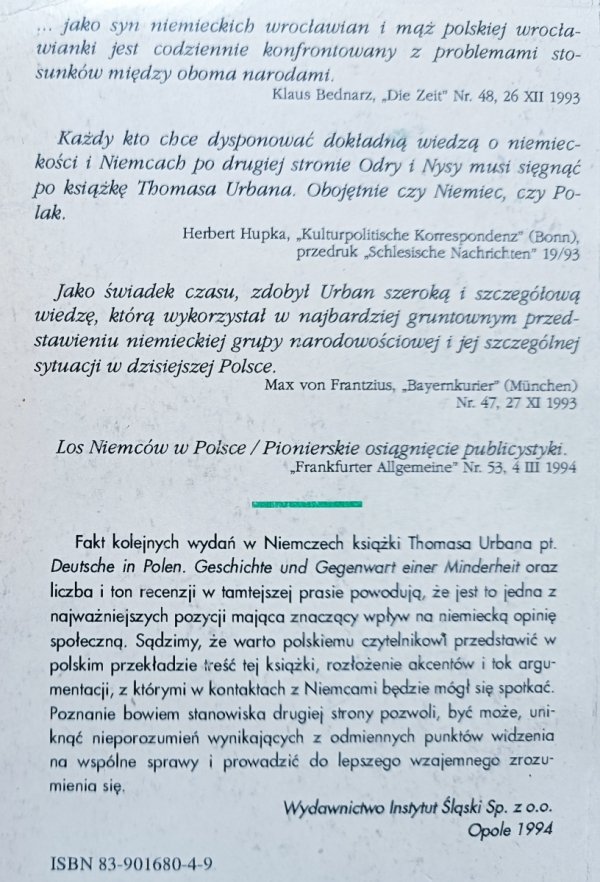 Thomas Urban Niemcy w Polsce. Historia mniejszości w XX wieku