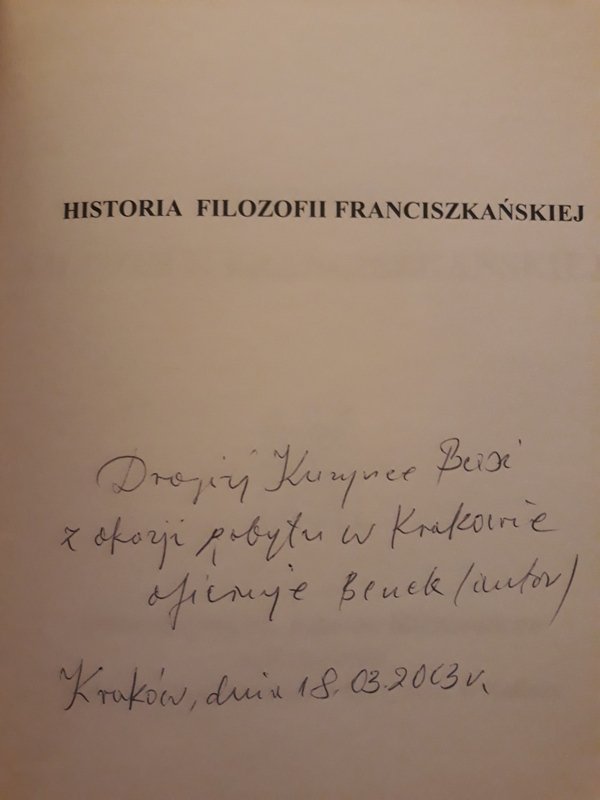 Grzegorz Bernard Błoch • Historia filozofii franciszkańskiej