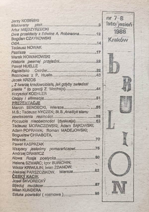 Brulion 7-8/1988 / Kundera Międzyrzecki Huelle
