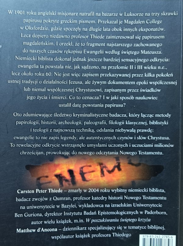 Carsten Peter Thiede, Matthew d'Ancona Jezusowy papirus