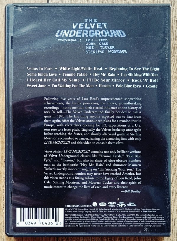 The Velvet Underground Velvet Redux Live MCMXCIII DVD