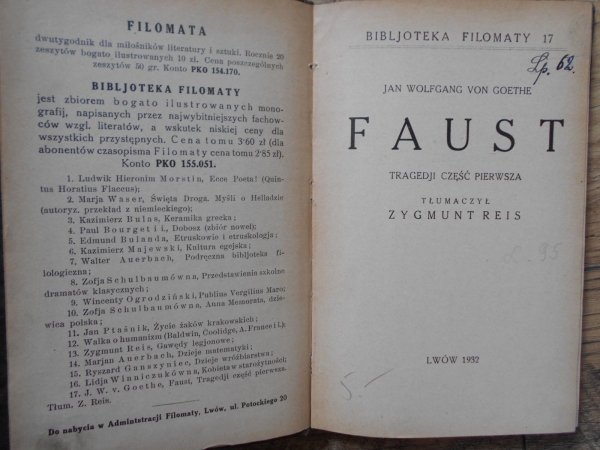 Goethe • Faust tragedji część pierwsza