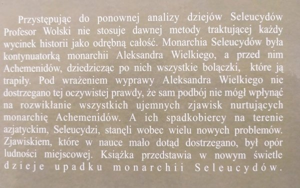 Józef Wolski Dzieje i upadek Imperium Seleucydów