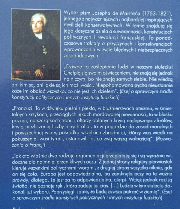 Joseph de Maistre O rewolucji, suwerenności i konstytucji politycznej