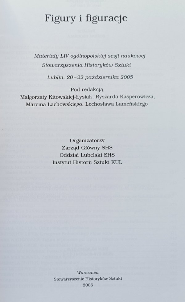 Figury i figuracje. Materiały LIV ogólnopolskiej sesji naukowej Stowarzyszenia Historyków Sztuki