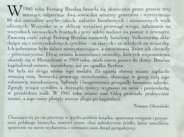 Hermann Niehoff, Hans von Ahlfen • Festung Breslau w ogniu