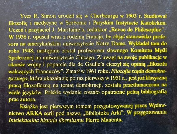 Yves R. Simon Filozofia rządu demokratycznego
