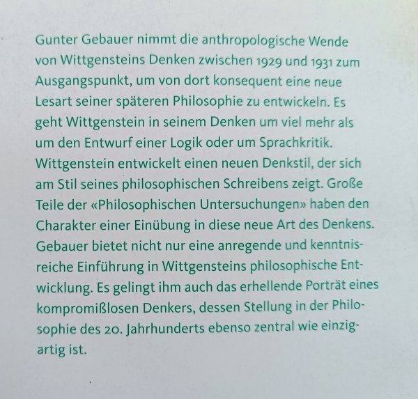 Gunter Gebauer Wittgensteins Anthropologisches Denken