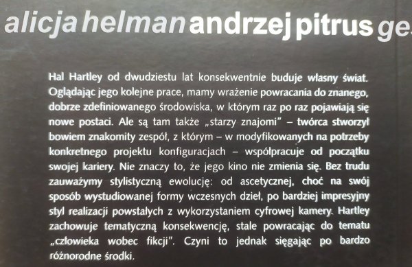 Alicja Helman, Andrzej Pitrus Gesty - osoby - teksty: kino Hala Hartleya