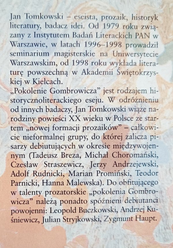 Jan Tomkowski Pokolenie Gombrowicza