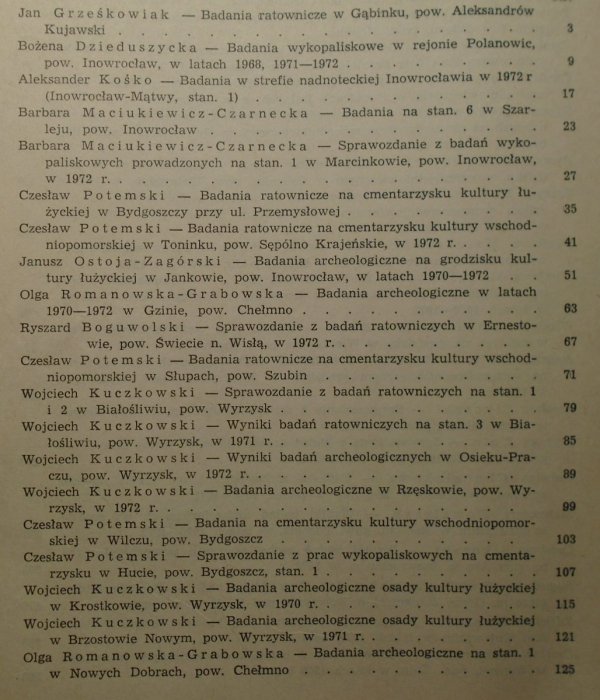 Komunikaty archeologiczne • Badania wykopaliskowe na terenie województwa bydgoskiego w latach 1970-1972