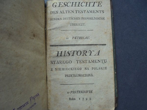 Historya Starego Testamentu / Die Geschiste des Alten Testaments [1793]