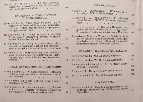 Przegląd Lekarski 1/1965 Piąty zeszyt poświęcony zagadnieniom lekarskim okresu hitlerowskiej okupacji