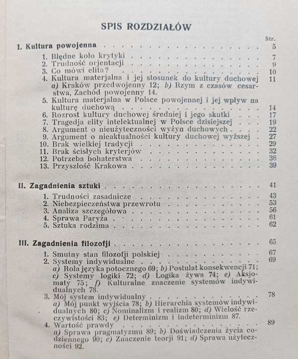 Leon Chwistek Zagadnienia kultury duchowej w Polsce / 1933