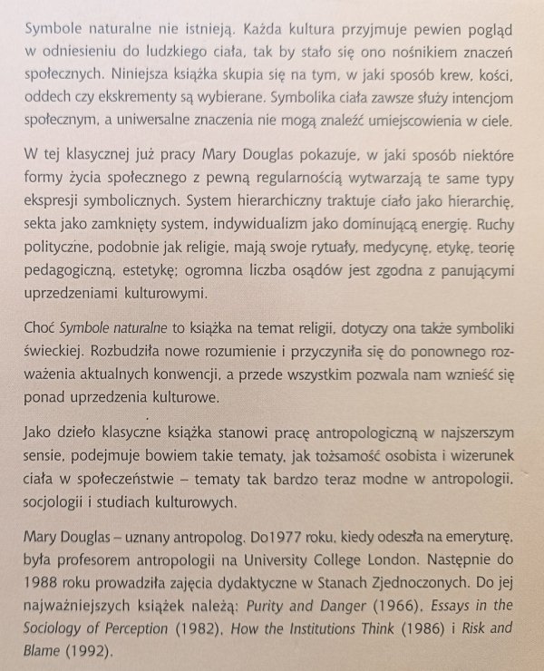 Mary Douglas Symbole naturalne. Rozważania o kosmologii