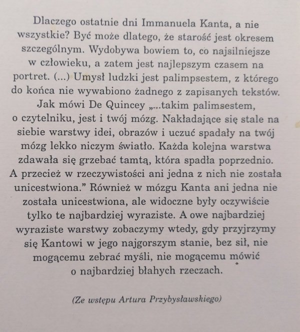 Thomas de Quincey Ostatnie dni Immanuela Kanta