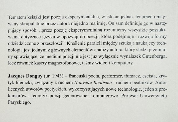 Jacques Donguy Poezja eksperymentalna. Epoka cyfrowa 1953-2007
