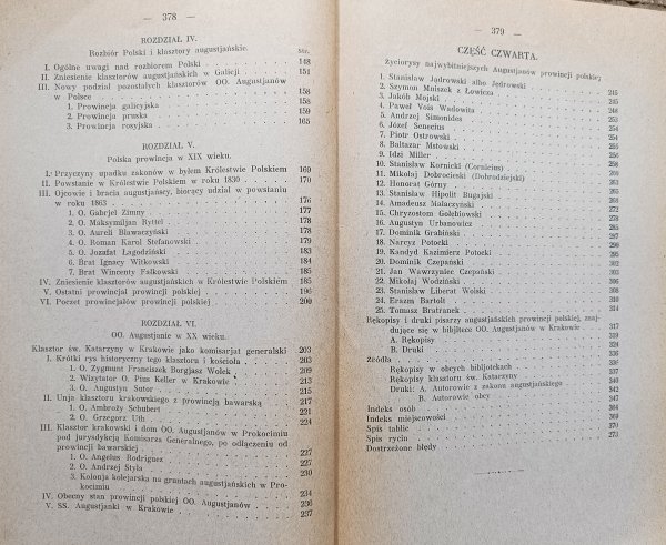Szkic historyczno-biograficzny zakonu augustiańskiego w Polsce / 1930