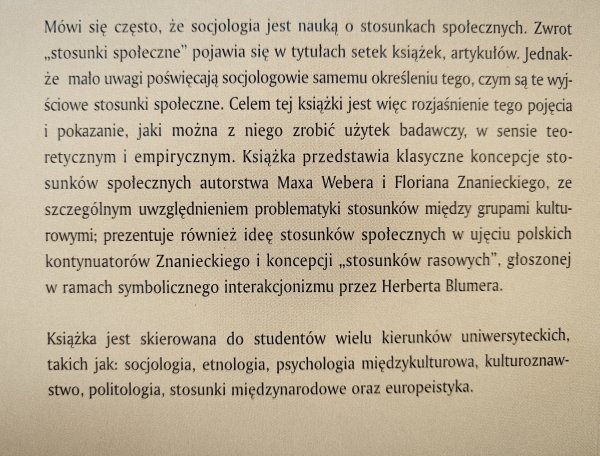 Janusz Mucha Stosunki etniczne we współczesnej myśli socjologicznej