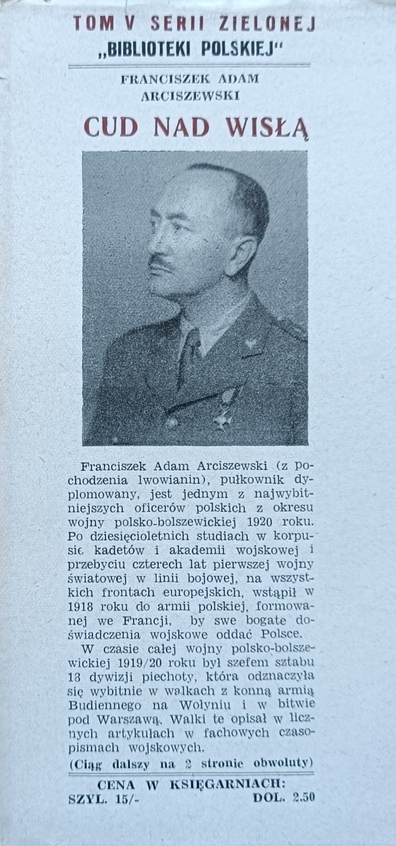 Franciszek Adam Arciszewski Cud nad Wisłą