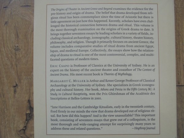 Eric Csapo, Margaret Miller • The Origins of Theater in Ancient Greece and Beyond. From Ritual to Drama