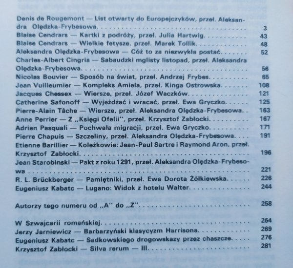 Literatura na Świecie 10/1991 (243) Blaise Cendrars, Nicolas Bouvier, literatura szwajcarska