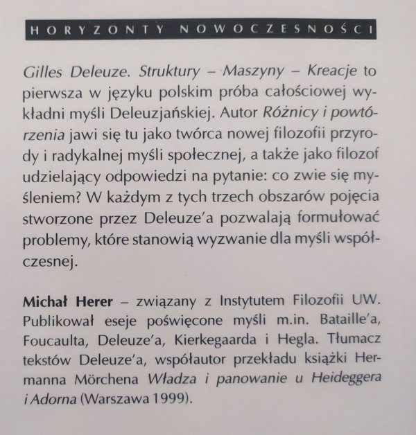 Michał Herer Gilles Deleuze. Struktury - maszyny - kreacje