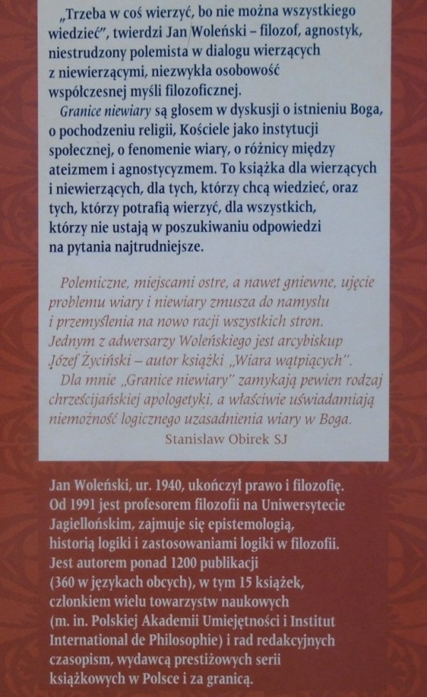 Jan Woleński • Granice niewiary