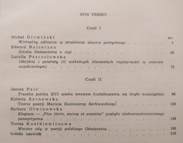red. Michał Głowiński Studia z teorii i historii poezji