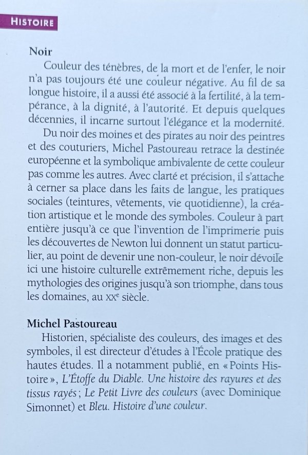 Michel Pastoureau Noir. Histoire d'une couleur