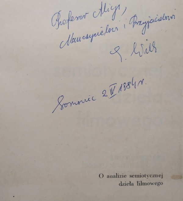 Eugeniusz Wilk O analizie semiotycznej dzieła filmowego