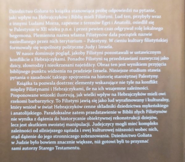 Łukasz Niesiołowski-Spano Dziedzictwo Goliata. Filistyni i Hebrajczycy w czasach biblijnych