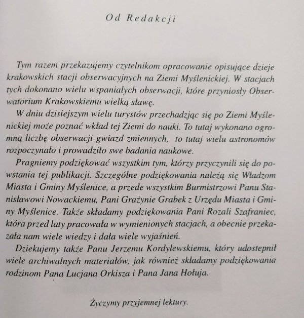 Jacek Kruk Dawne Stacje Astronomiczne Obserwatorium Krakowskiego na Ziemi Myślenickiej