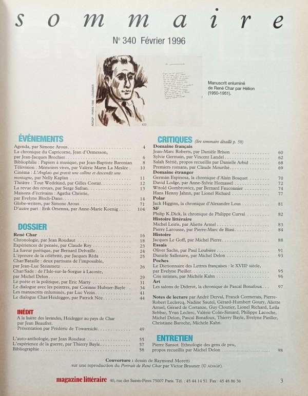 Magazine Litteraire 340 1996