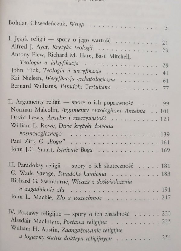 red. Bohdan Chwedeńczuk Filozofia religii. Fragmenty filozofii analitycznej