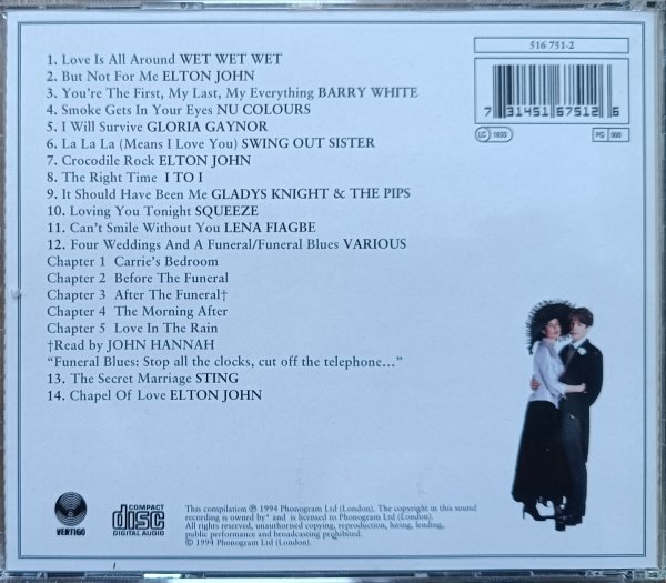 Four Weddings &amp; A Funeral: Songs From &amp; Inspired by the Film CD
