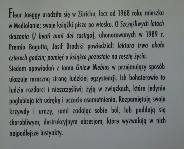 Fleur Jaeggy • Gniew niebios