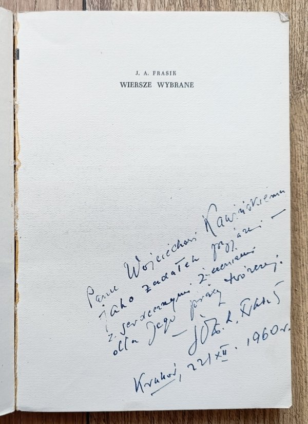 Józef Andrzej Frasik Wiersze wybrane / dedykacja autorska