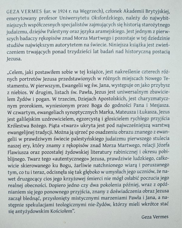 Geza Vermes Twarze Jezusa