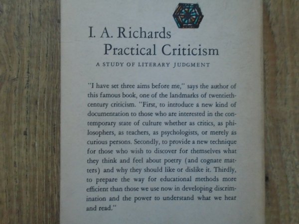 I.A.Richards • Practical Criticism. A Study of Literary Judgment