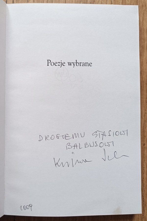 Krystyna Szlaga Poezje wybrane / dedykacja autorska