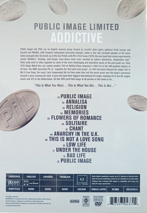 Public Image Limited Addictive: Live 1983 DVD