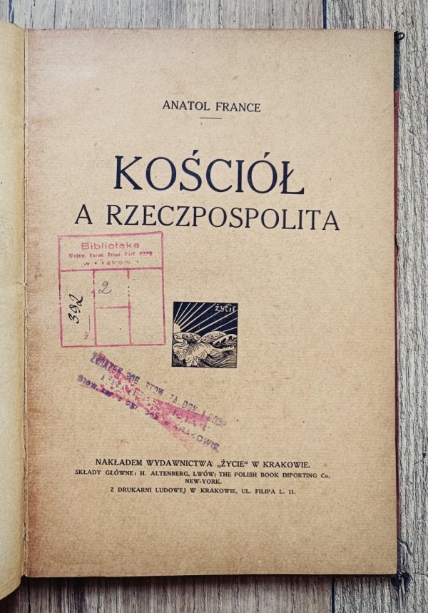 Anatol France Kościół a Rzeczpospolita