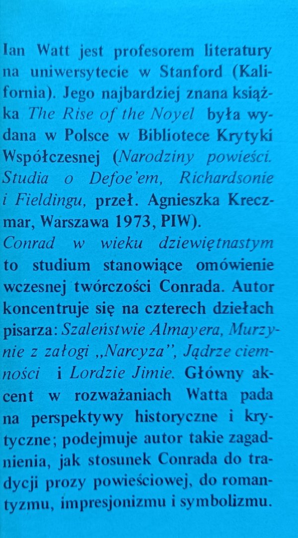 Ian Watt Conrad w wieku dziewiętnastym