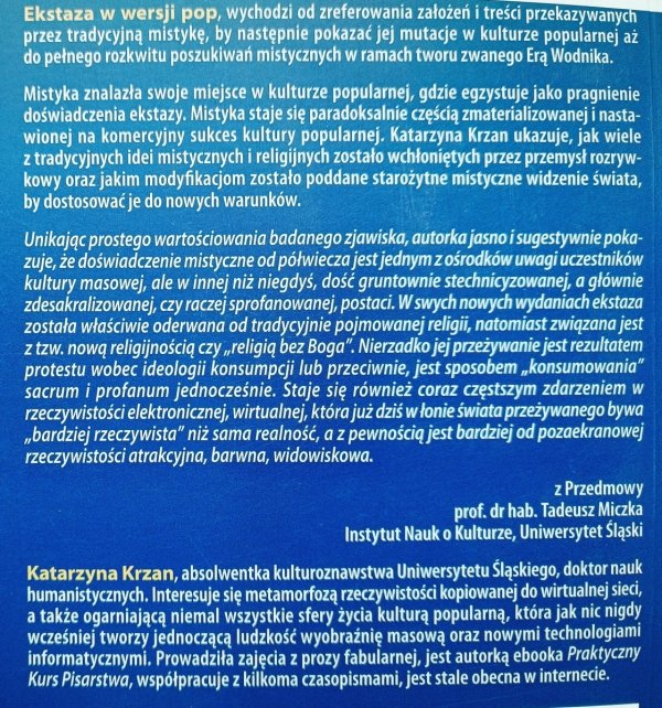 Katarzyna Krzan Ekstaza w wersji pop. Poszukiwania mistyczne w kulturze popularnej