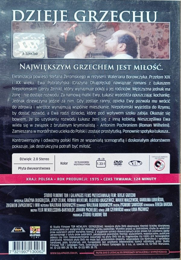 Walerian Borowczyk Dzieje grzechu DVD