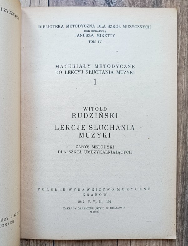Witold Rudziński Lekcje słuchania muzyki / 1947