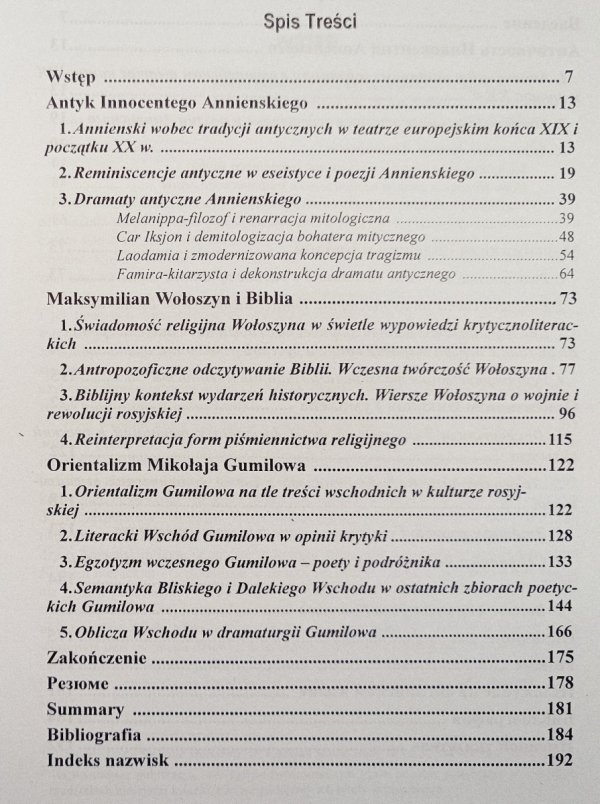 W kręgu tradycji kulturowych: Annienski - Wołoszyn - Gumilow