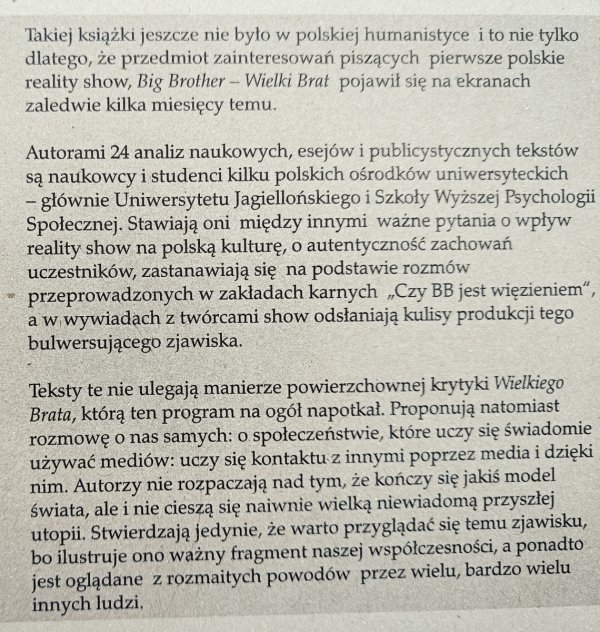 red. Wiesław Godzic Podglądanie Wielkiego Brata
